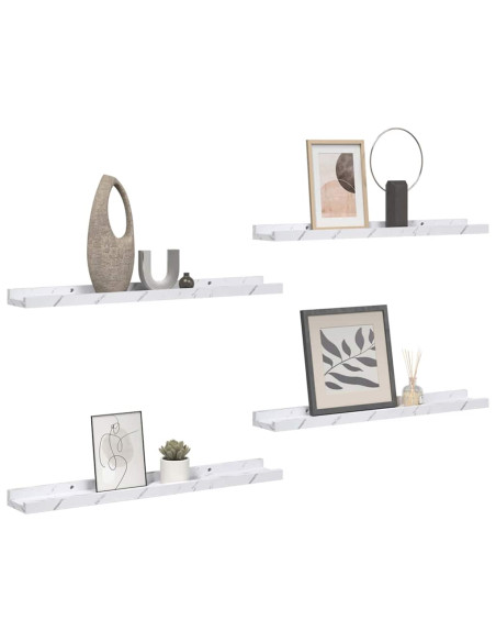 Scaffale da parete 4 pcs Marmo Bianco 40 x 9 x 3 cm