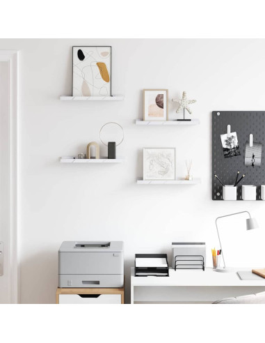 Scaffale da parete 4 pcs Marmo Bianco 40 x 9 x 3 cm