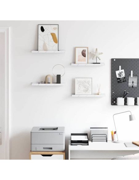 Scaffale da parete 4 pcs Marmo Bianco 40 x 9 x 3 cm
