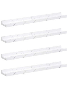 Scaffale da parete 4 pcs Marmo Bianco 60 x 9 x 3 cm 2