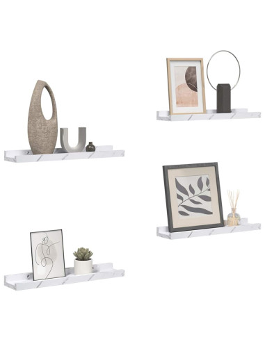 Scaffale da parete 4 pcs Marmo Bianco 60 x 9 x 3 cm