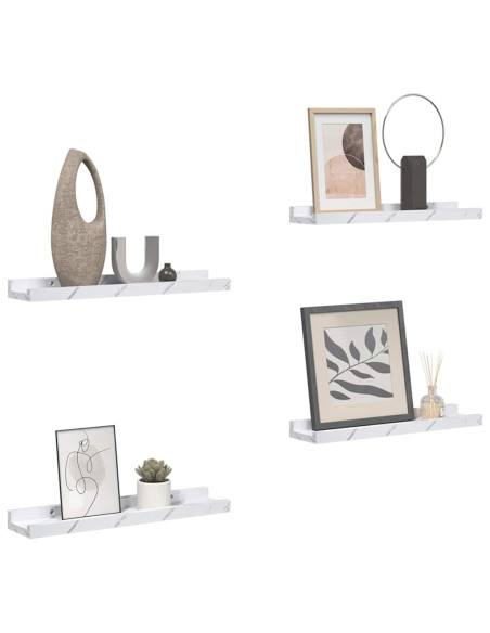 Scaffale da parete 4 pcs Marmo Bianco 60 x 9 x 3 cm