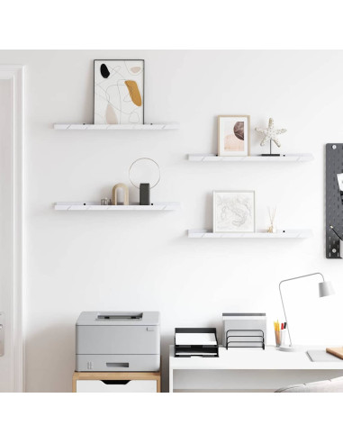 Scaffale da parete 4 pcs Marmo Bianco 60 x 9 x 3 cm