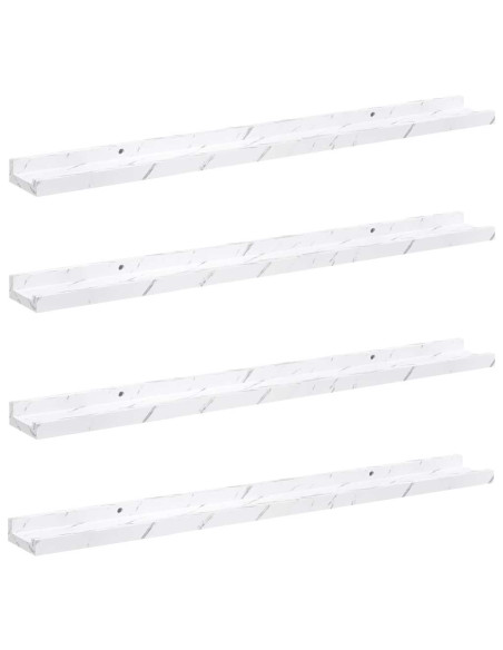 Scaffale da parete 4 pcs Marmo Bianco 80 x 9 x 3 cm