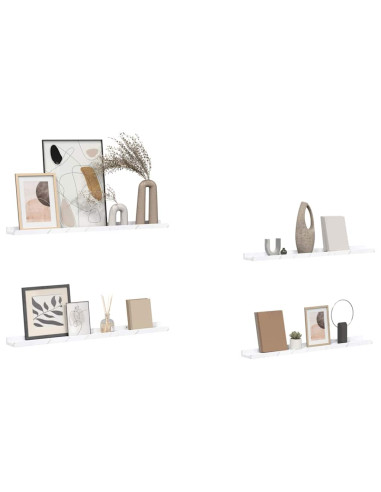 Scaffale da parete 4 pcs Marmo Bianco 80 x 9 x 3 cm