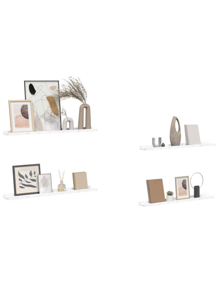 Scaffale da parete 4 pcs Marmo Bianco 80 x 9 x 3 cm