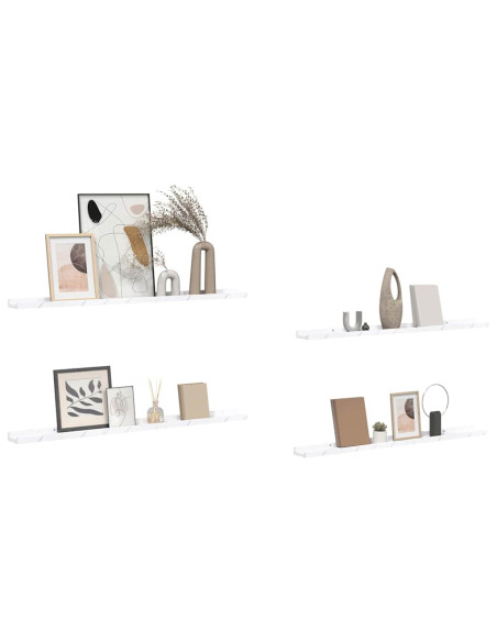 Scaffale da parete 4 pcs Marmo Bianco 100 x 9 x 3 cm