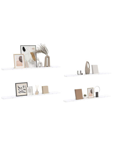 Scaffale da parete 4 pcs Marmo Bianco 115 x 9 x 3 cm