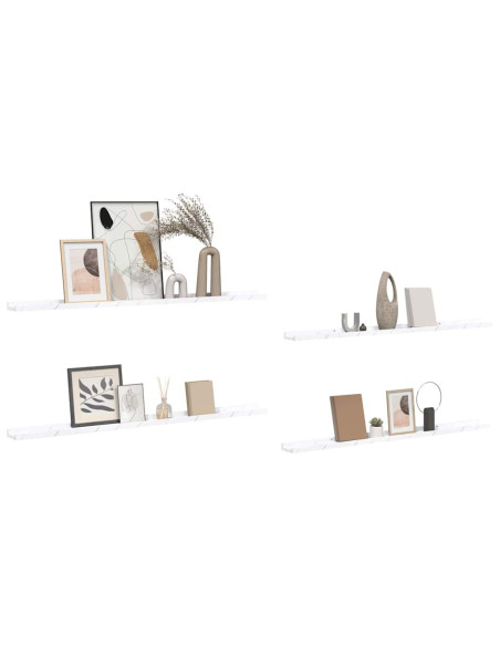 Scaffale da parete 4 pcs Marmo Bianco 115 x 9 x 3 cm