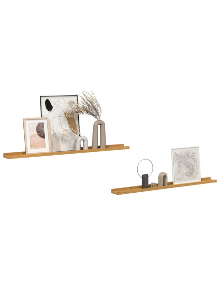 Scaffale da parete 2 pcs Beige 100 x 9 x 3 cm Legno multistrato