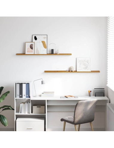 Scaffale da parete 2 pcs Beige 115 x 9 x 3 cm Legno multistrato