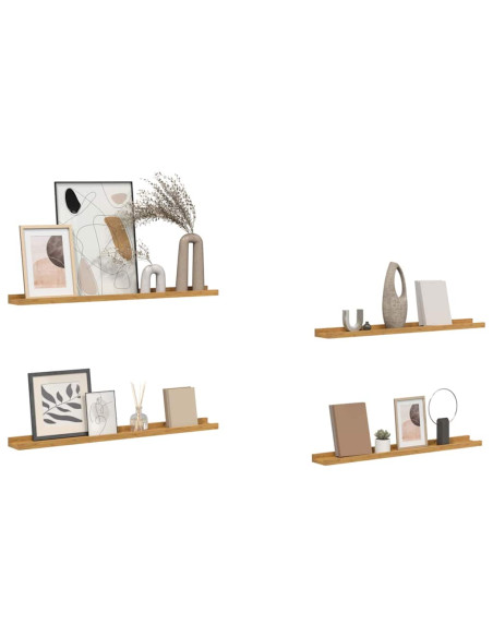 Scaffale da parete 4 pcs Beige 80 x 9 x 3 cm Legno multistrato