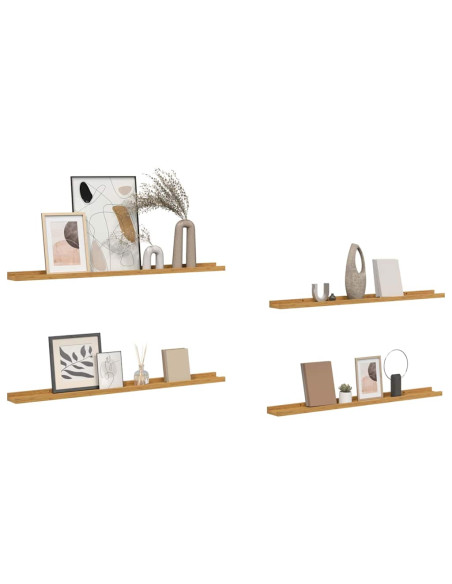 Scaffale da parete 4 pcs Beige 100 x 9 x 3 cm Legno multistrato