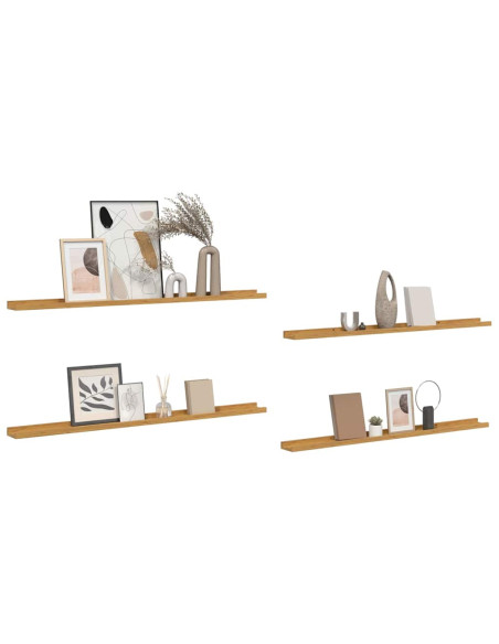 Scaffale da parete 4 pcs Beige 115 x 9 x 3 cm Legno multistrato