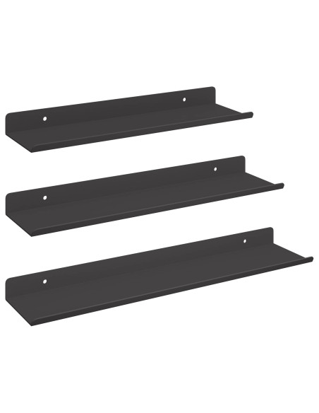 Scaffale da parete con lo scaffale 3 pcs Nero 80 x 9 x 2.5 cm