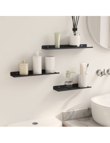 Scaffale da parete con lo scaffale 3 pcs Nero 80 x 9 x 2.5 cm