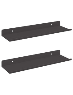 Scaffale da parete con lo scaffale 2 pcs Nero 80 x 9 x 2.5 cm 2