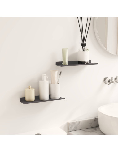 Scaffale da parete con lo scaffale 2 pcs Nero 80 x 9 x 2.5 cm