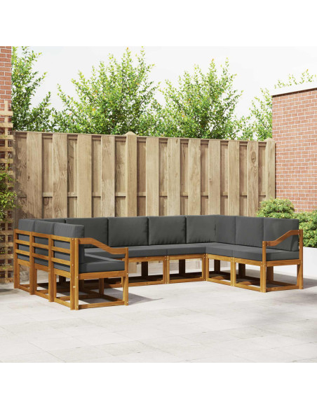 Set di divani da esterno con cuscino 9 pcs Naturale e Antracite