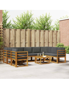 Set di divani da esterno 10 pcs Naturale e Antracite