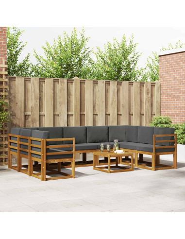 Set di divani da esterno 10 pcs Naturale e Antracite