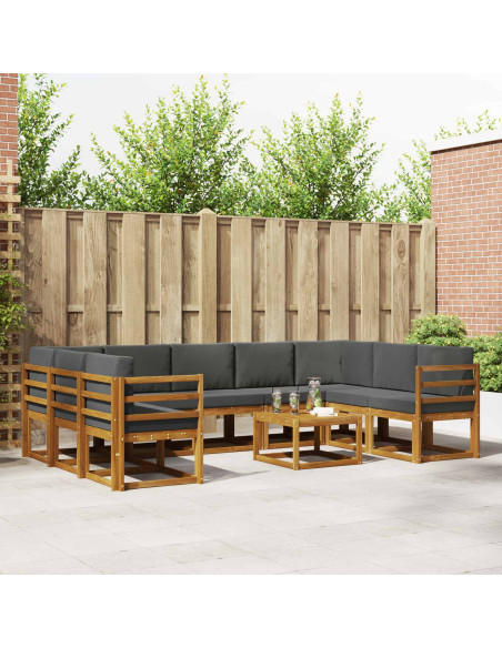 Set di divani da esterno 10 pcs Naturale e Antracite