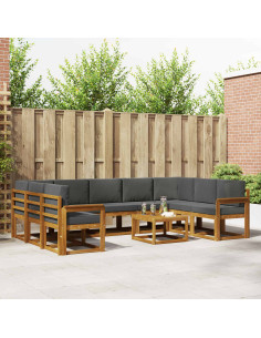 Set di divani da esterno 10 pcs Naturale e Antracite