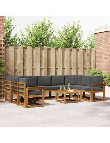 Set di divani da esterno 10 pcs Naturale e Antracite