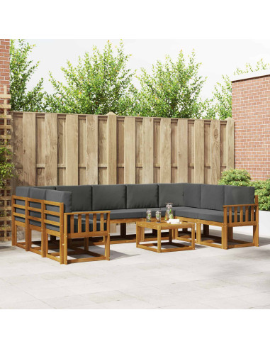 Set di divani da esterno 10 pcs Naturale e Antracite