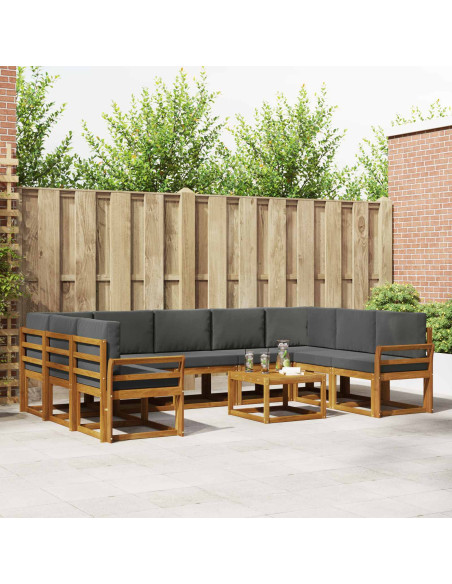Set di divani da esterno 10 pcs Naturale e Antracite
