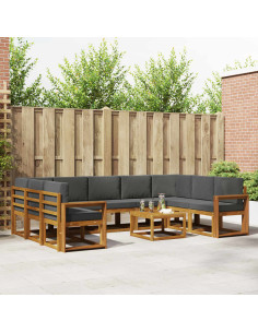 Set di divani da esterno 10 pcs Naturale e Antracite