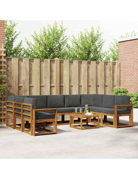 Set di divani da esterno 10 pcs Naturale e Antracite