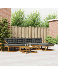 Set di divani da esterno con cuscino 6 pcs Naturale e Antracite