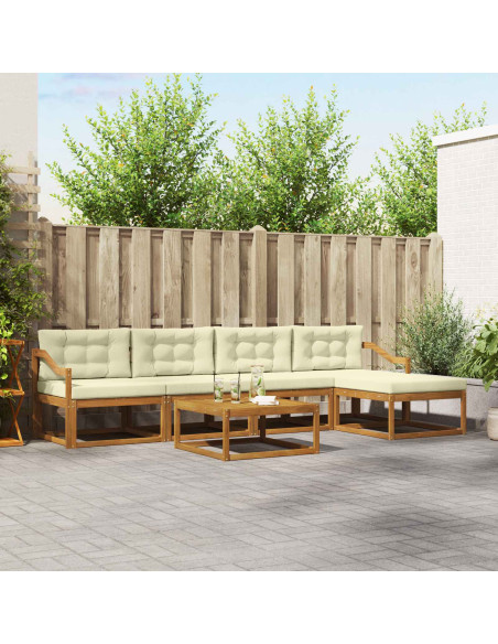 Set di divani da esterno con cuscino 6 pcs Naturale e Crema