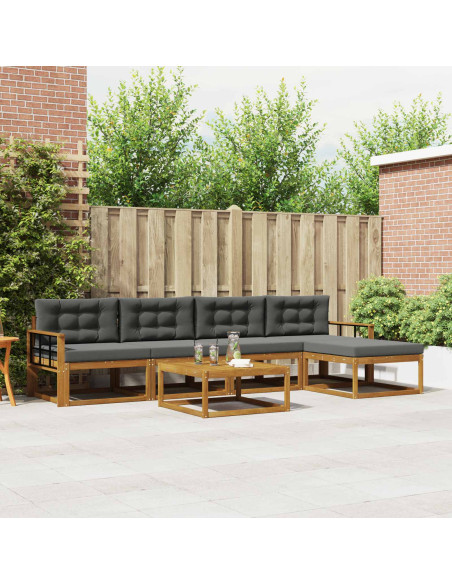 Set di divani da esterno con cuscino 6 pcs Naturale e Antracite