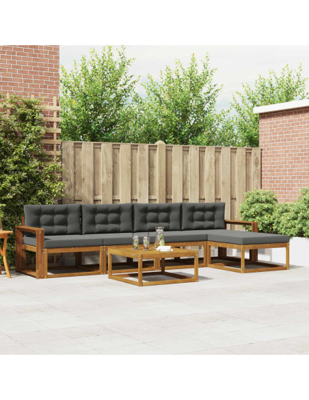 Set di divani da esterno con cuscino 6 pcs Naturale e Antracite