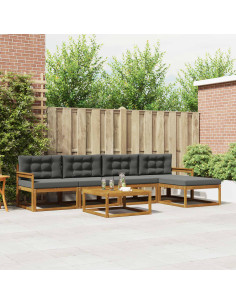 Set di divani da esterno con cuscino 6 pcs Naturale e Antracite