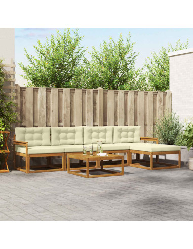 Set di divani da esterno con cuscino 6 pcs Naturale e Crema