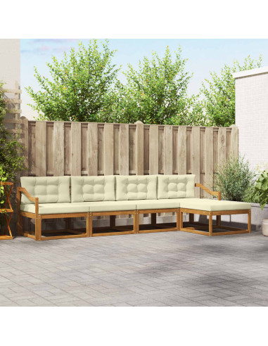 Set di divani da esterno con cuscino 5 pcs Naturale e Crema
