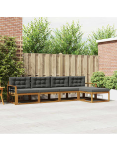 Set di divani da esterno con cuscino 5 pcs Naturale e Antracite