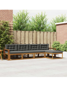 Set di divani da esterno con cuscino 5 pcs Naturale e Antracite
