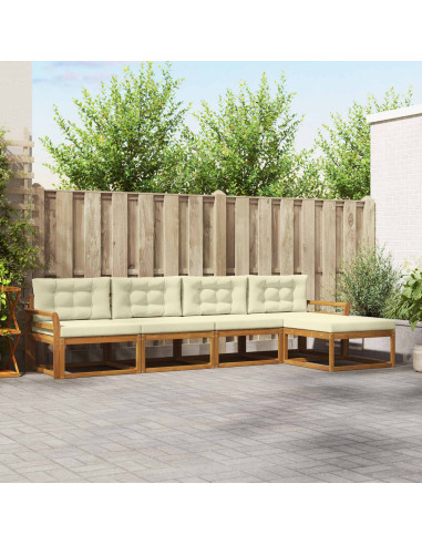 Set di divani da esterno con cuscino 5 pcs Naturale e Crema