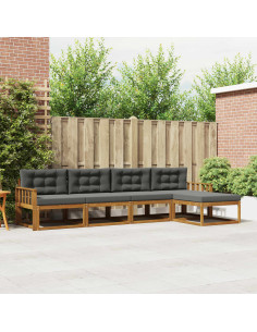 Set di divani da esterno con cuscino 5 pcs Naturale e Antracite