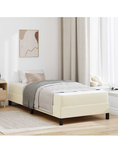Struttura del letto con materasso Crema 90 x 190 cm Tessuto