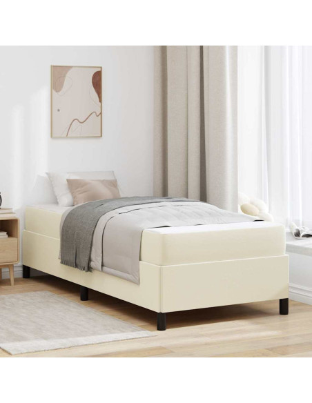 Struttura del letto con materasso Crema 90 x 190 cm Tessuto