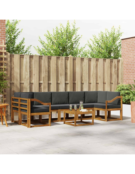 Set di divani da esterno con cuscino 8 pcs Naturale e Antracite