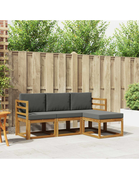 Set di divani da esterno con cuscino 4 pcs Naturale e Antracite