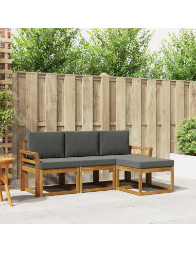 Set di divani da esterno con cuscino 4 pcs Naturale e Antracite