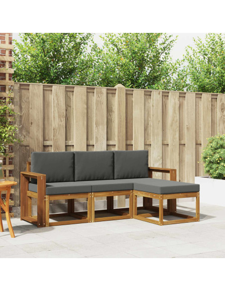 Set di divani da esterno con cuscino 4 pcs Naturale e Antracite