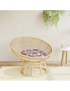 Cuscino Rotondo Rosso Motivo a Quadri Ø 60x11 cm Tessuto Oxford